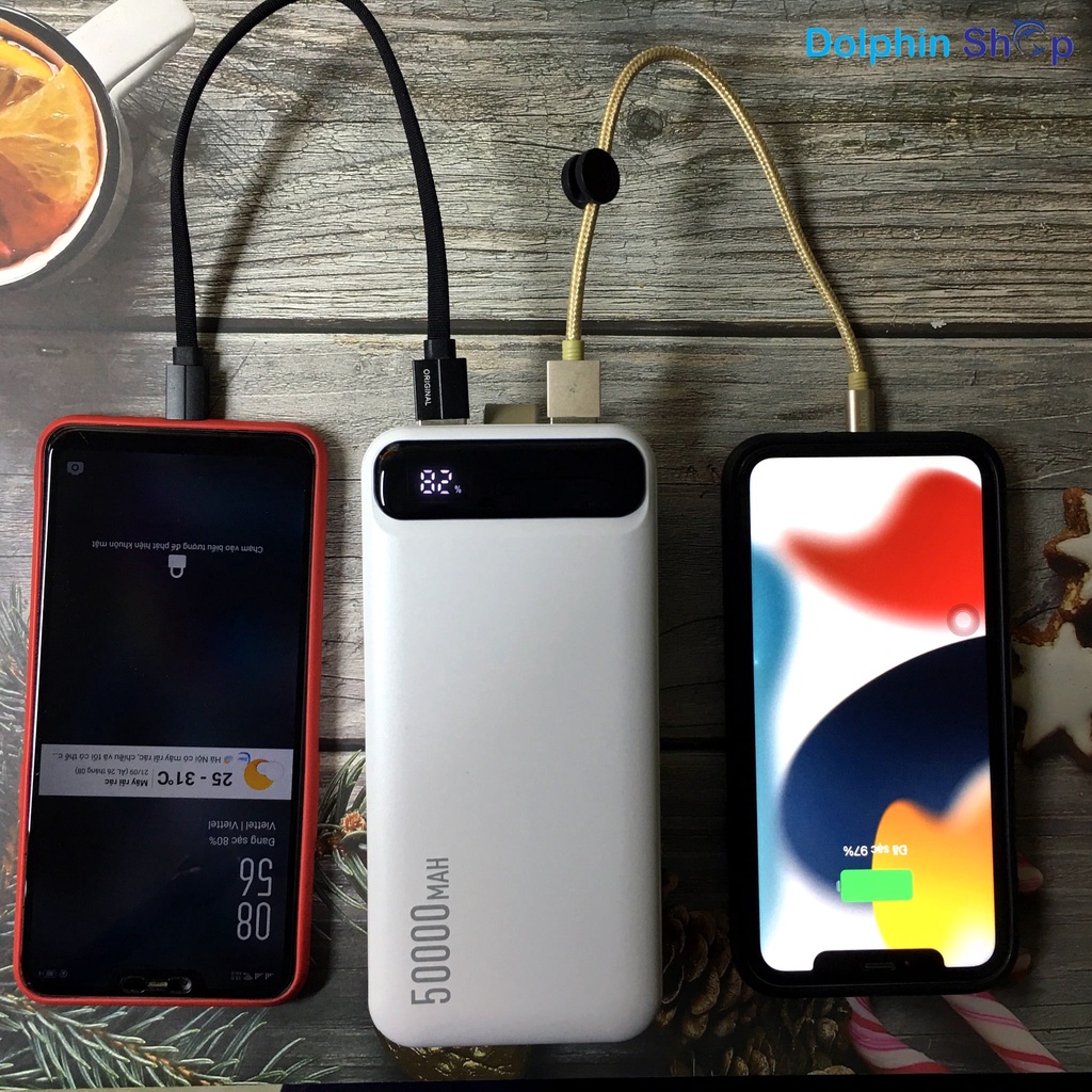 Sạc Dự Phòng 50.000mAh WP283 Tích Hợp Đèn Pin Siêu Sáng