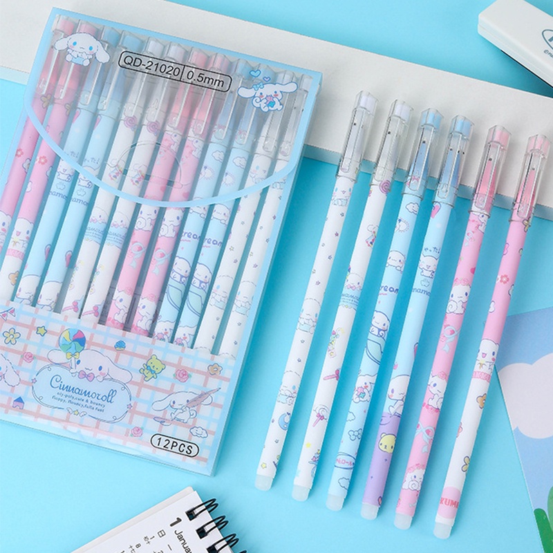 Set 6 Bút Mực Gel Ngòi 0.5mm Có Thể Xóa Được Sanrio Mymelody Kuromi Cinnamoroll Pompom Purin