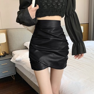 Chân váy da pu lưng cao thời trang quyến rũ cá tính cho nữ