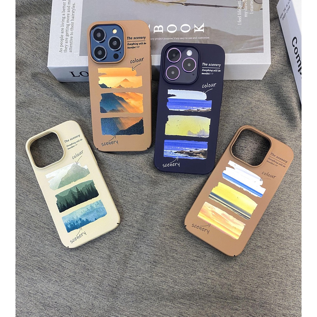 Ốp Điện Thoại PC Cứng Viền TPU Họa Tiết Màu Nước Chống Sốc Cho iPhone 14 13 12 11 Pro Max XS XR 8 7 Plus