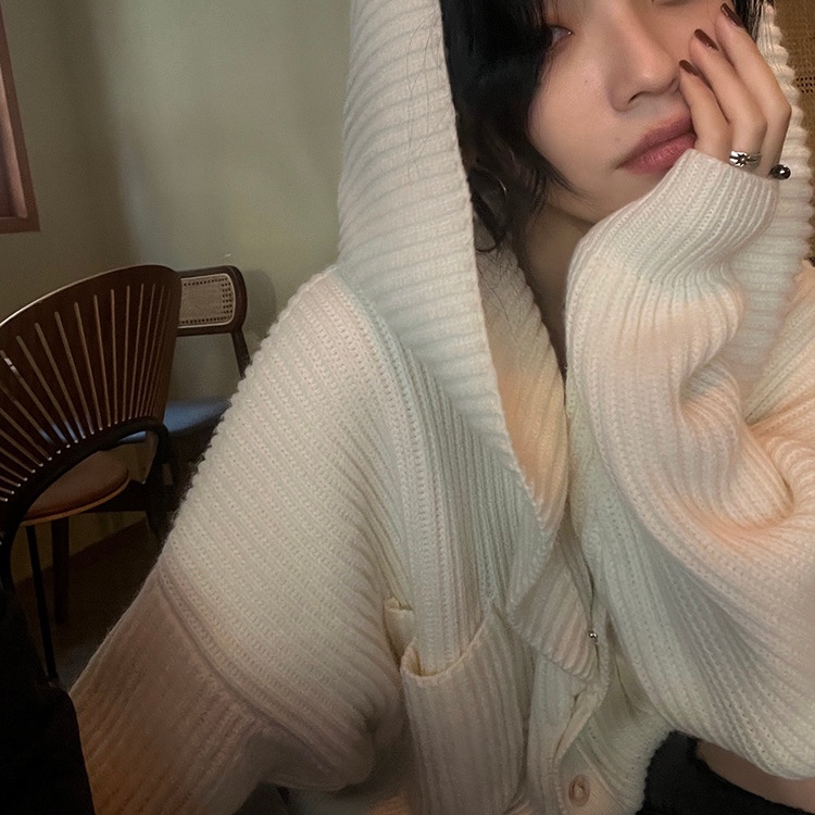 SUXI Áo Khoác Cardigan Dệt Kim Tay Dài Dáng Rộng Màu Sắc Thanh Lịch Cho Phái Nữ