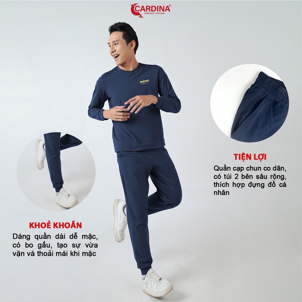 Đồ Bộ Nam 𝐂𝐀𝐑𝐃𝐈𝐍𝐀 Chất Cotton Cao Cấp In Chữ Áo Dài Quần Dài Bo Gấu Kiểu Dáng Thể Thao 2BTM03