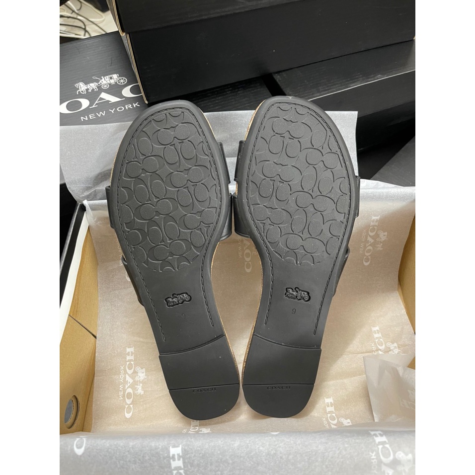 Dép Nữ/Dép Da Coach Quai Ngang Đan Chéo Đế Bêj Thời Trang Đi Biển