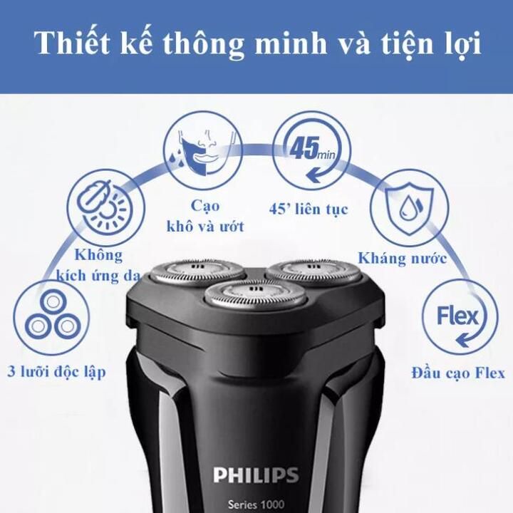 Máy cạo râu khô và ướt Philips S1010 - Đèn LED theo dõi cao cấp - Bảo hành 2 năm