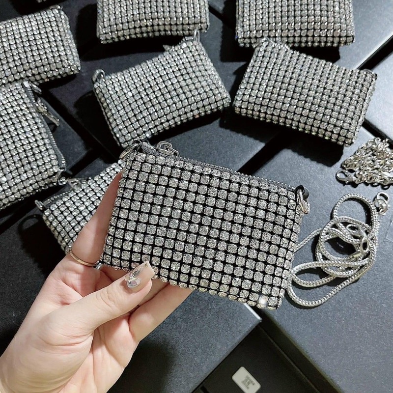 Ví đá Bling size mini cầm tay &amp; đeo chéo cực xinh
