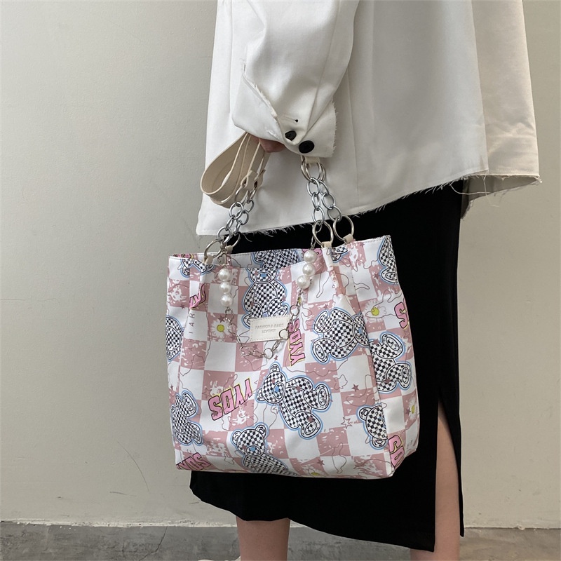 One Túi Xách Cỡ Lớn Phối Màu Tương Phản Trẻ Trung Hợp Thời Trang Cho Bạn Gái