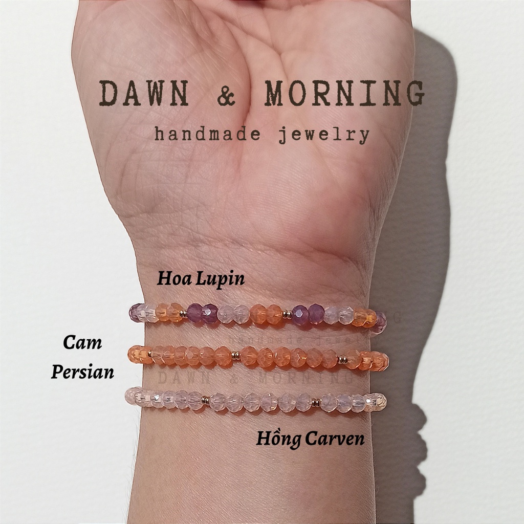 Hồng Carven ~4mm - Vòng tay nữ thủ công Dawn & Morning từ hạt pha lê thủy tinh giả ngọc phong cách Ins, tinh tế và nữ tí