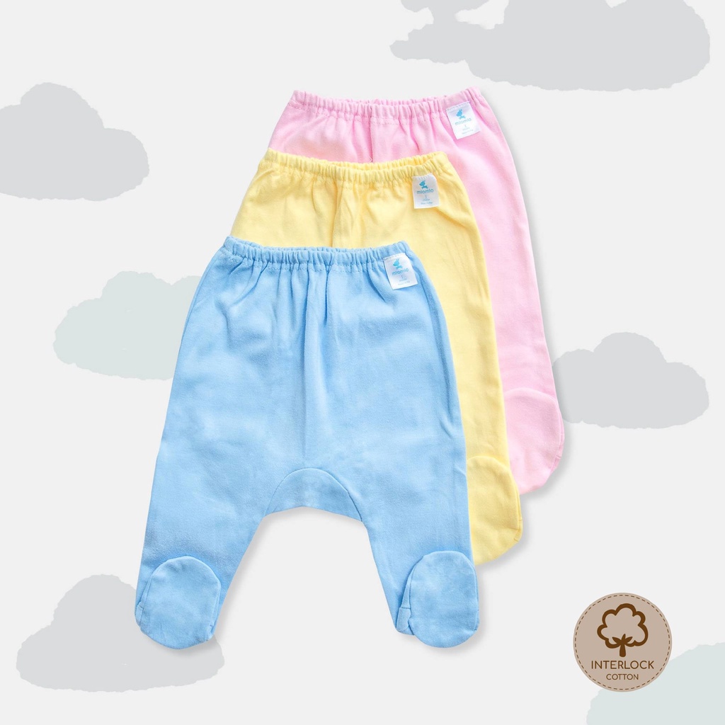 Quần Liền Vớ Sơ Sinh Thu Đông MIOMIO. Màu Trơn Cho Bé Trai, Bé Gái (Từ 0-12 tháng), Interlock Cotton Rút Sợi