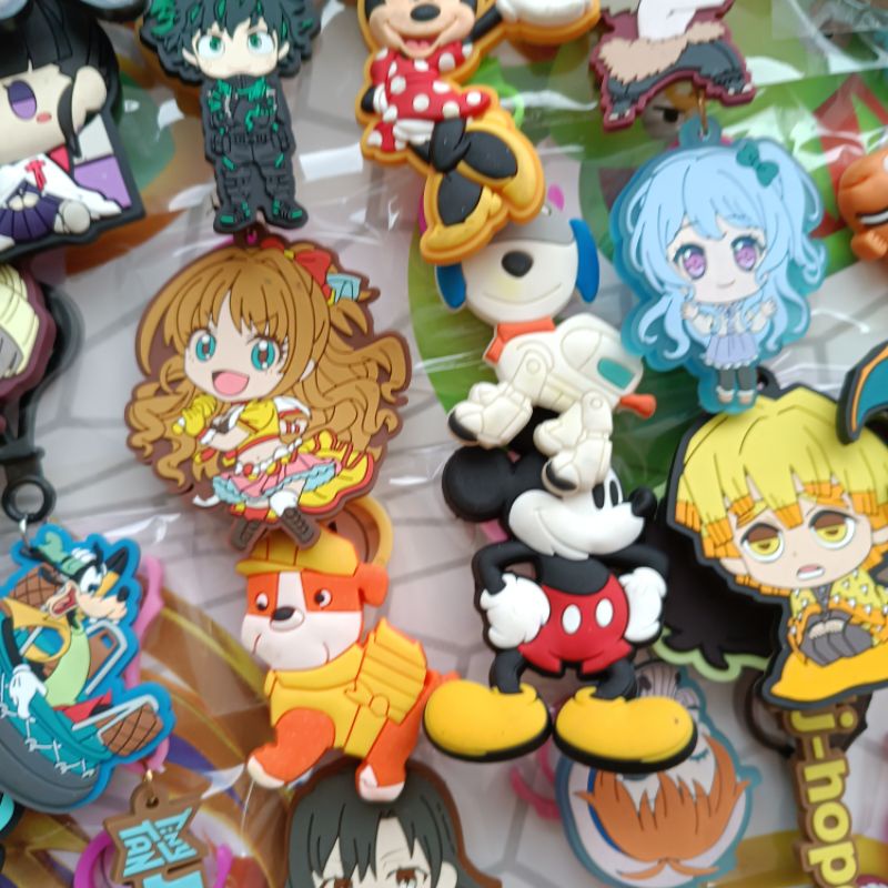 combo 62 móc khóa nhựa nhân vật hoạt hình