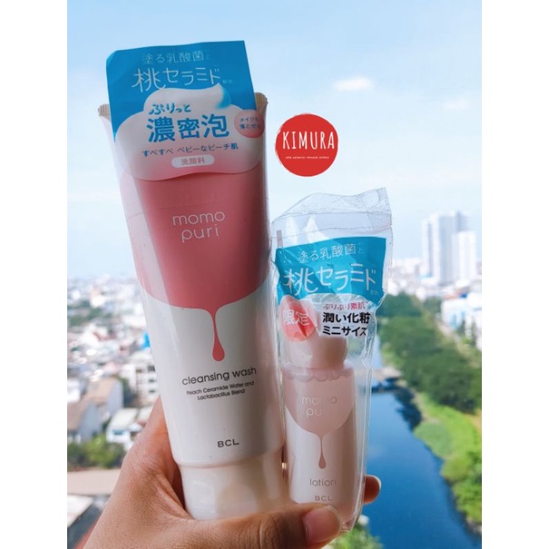 (tặng kèm SL có hạn- lotion 28ml siêu mềm mịn, lành tính) Sữa rửa mặt trái đào Momopuri nội địa Nhật Bản