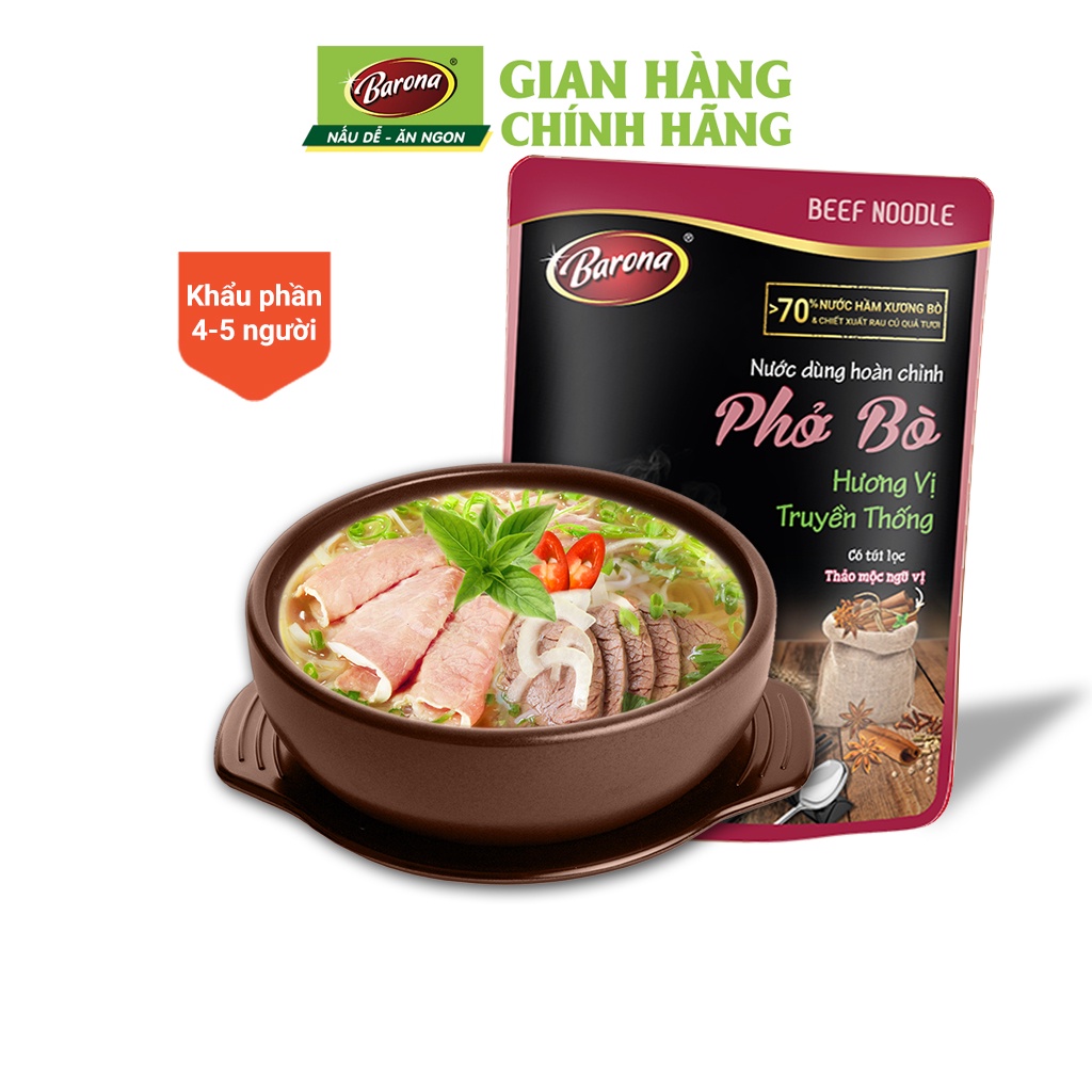 Nước Dùng Phở Bò Barona 150g tươi ngon chuẩn vị không cần nêm nếm