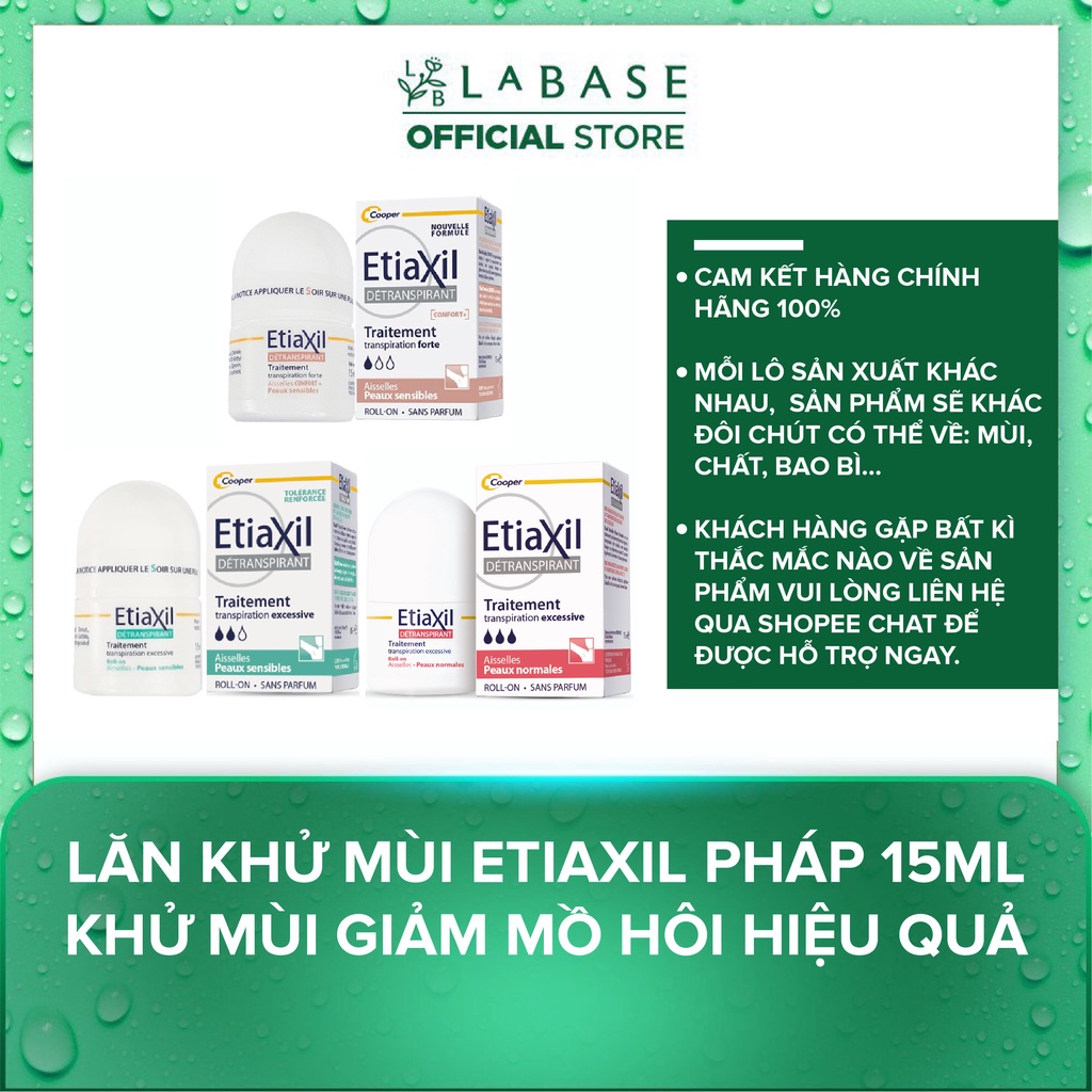 Lăn khử mùi Etiaxil Pháp 15ml khử mùi giảm mồ hôi hiệu quả