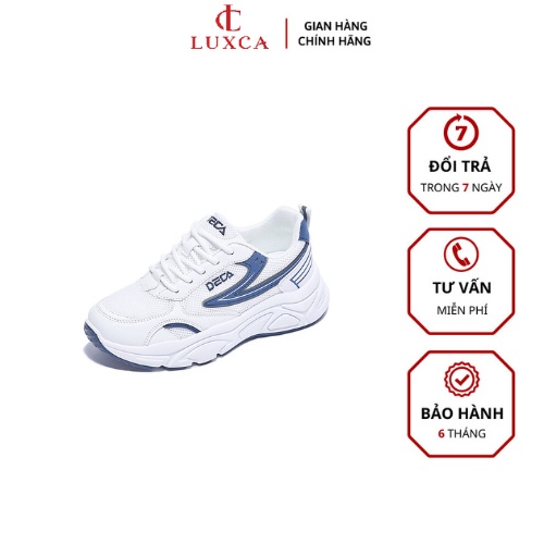 Giày Thể Thao Nữ Sneaker LUXCA viền xám -xanh, Giày thể thao nữ đế độn 5cm kiểu dáng Hàn Quốc bánh mì Mã –TT001