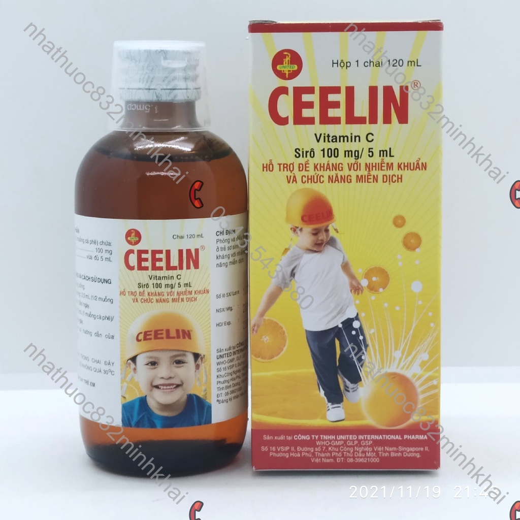 Siro Ceelin bổ sung Vitamin C hỗ trợ đề kháng với nhiễm khuẩn và chức năng miễn dịch cho bé