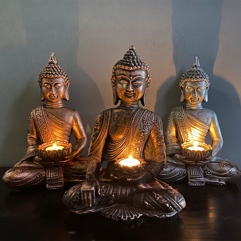 Chân Đế Giữ Nến Tealight Hình Tượng Phật Trang Trí Nhà Decor Spa, Thẩm Mỹ Viện, Nhà Hàng Phong Cách Á Đông