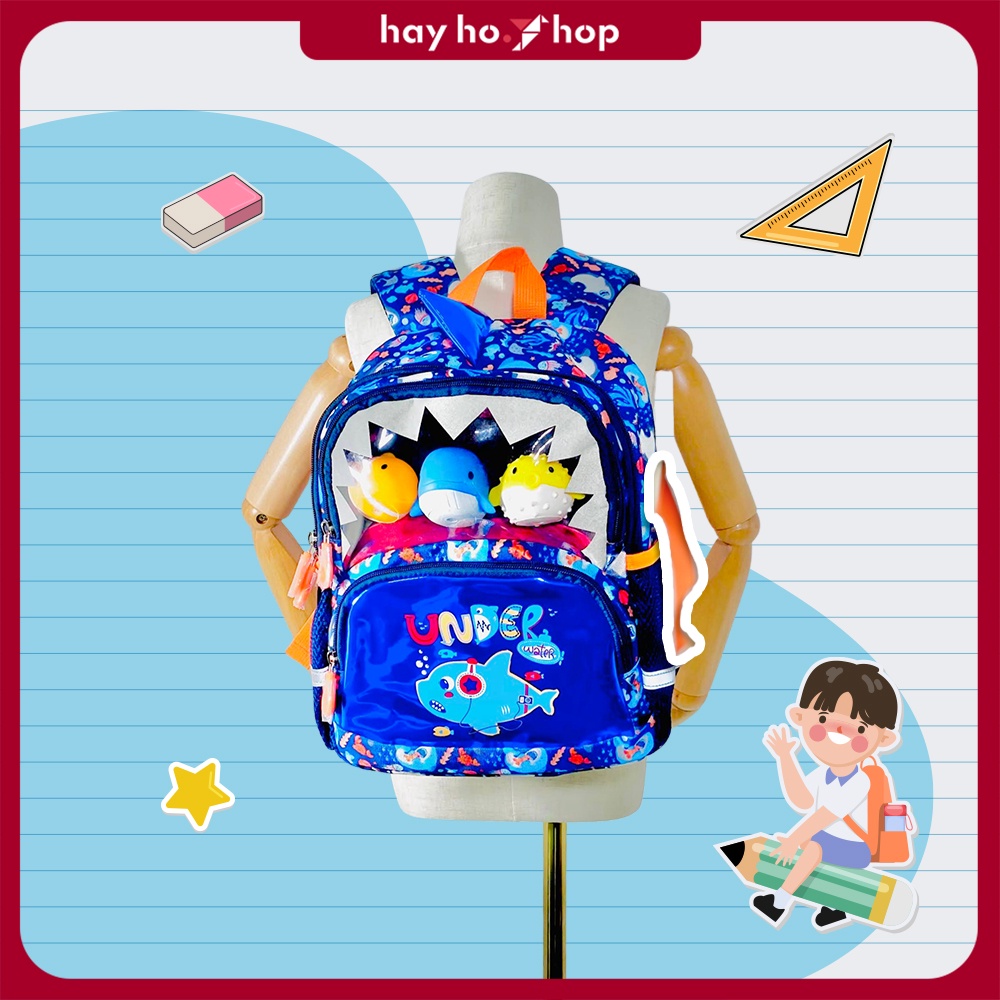Balo mẫu giáo lớp 1 hình thú đại dương siêu nhẹ cao cấp thời trang cho bé