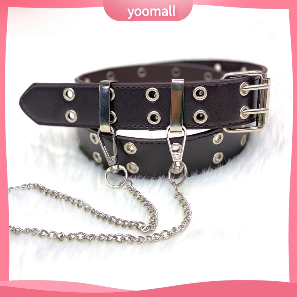 Thắt Lưng Da Hai Hàng Nút Phong Cách Hip hop Punk Cho Nam