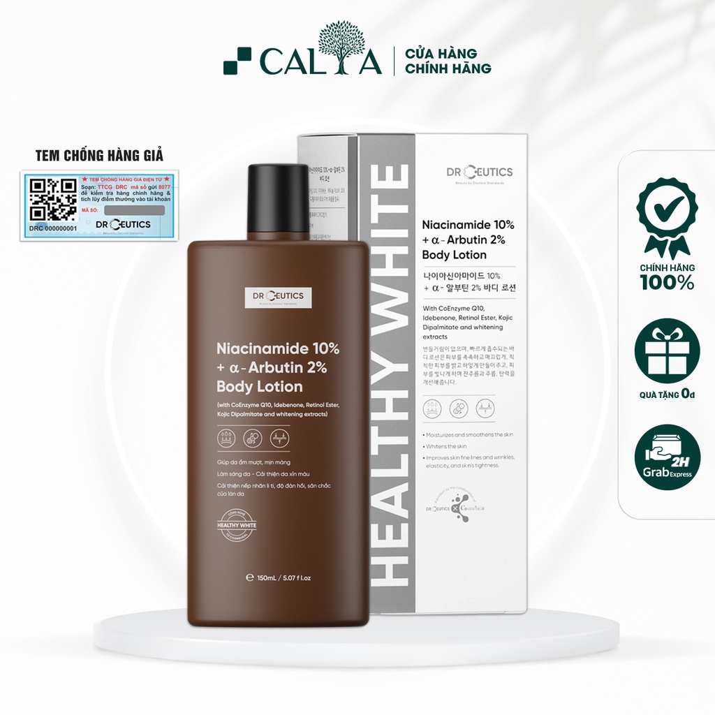 Sữa Dưỡng Thể DrCeutics Dưỡng Trắng Da, Giảm Mụn Cơ Thể - DrCeutics Body Lotion Healthy White (150ml)