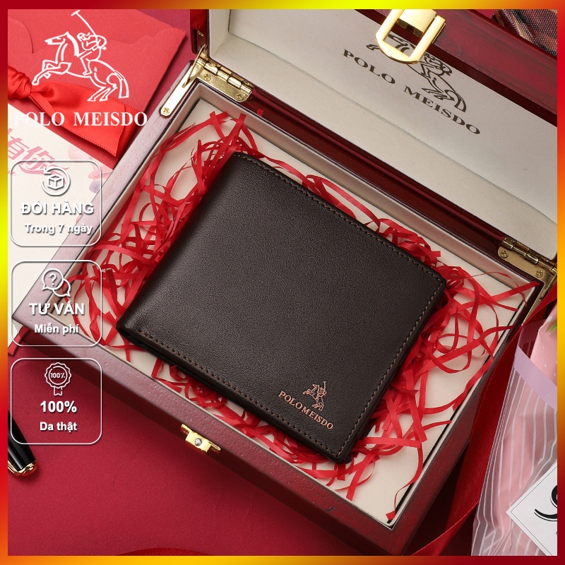 Ví nam hàng hiệu cao cấp, 100% da thật Polo Meisdo VD02, sản phẩm đầy đủ hộp và túi, thích hợp làm quà biếu tặng