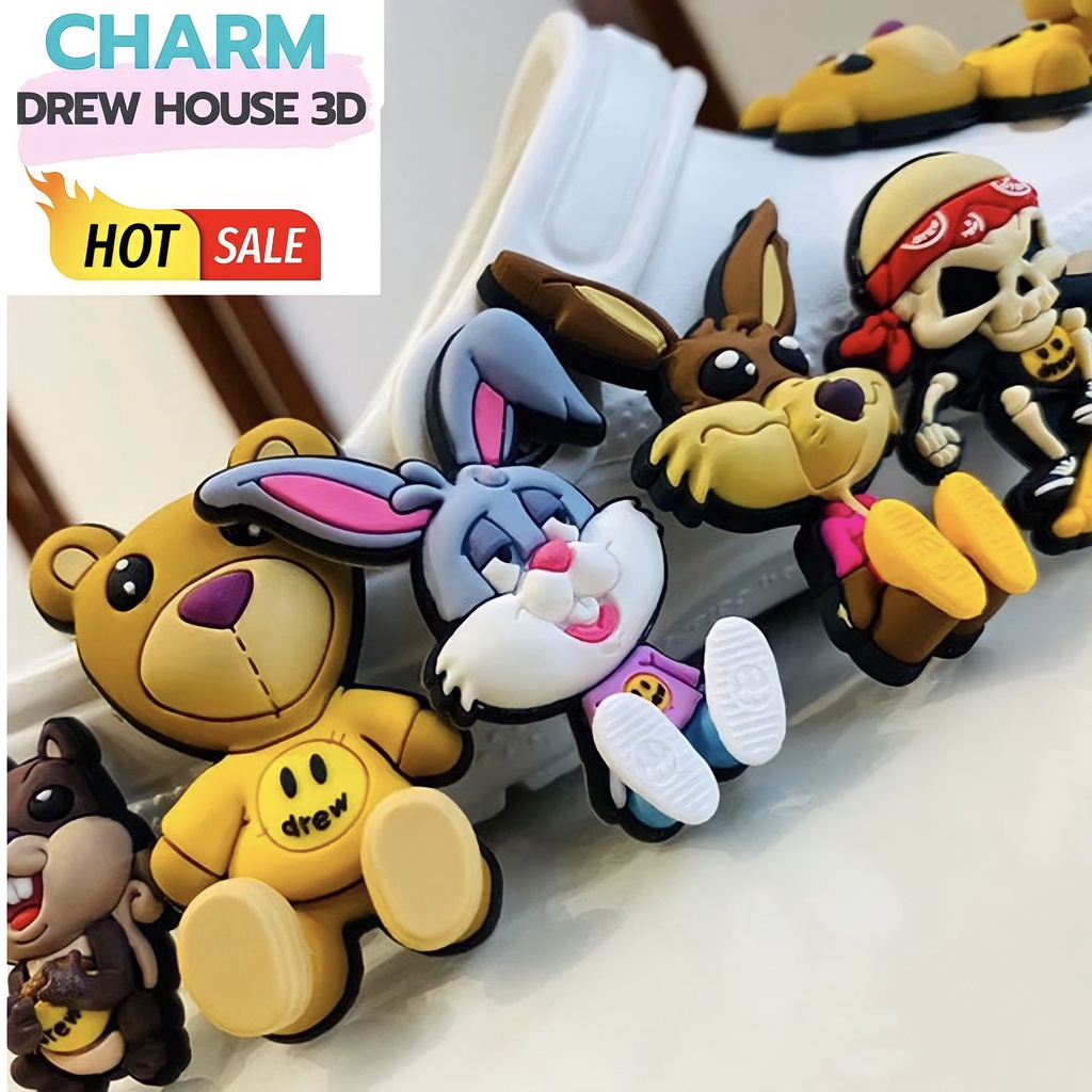Phụ kiện gắn dép Drew House 3D - Stiker Drew House 3D gắn dép