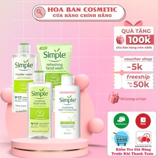 Combo 4 món dưỡng da trọn gói dịu nhẹ Simple ( Tẩy trang + Sữa rửa mặt + Toner + Sữa dưỡng da)