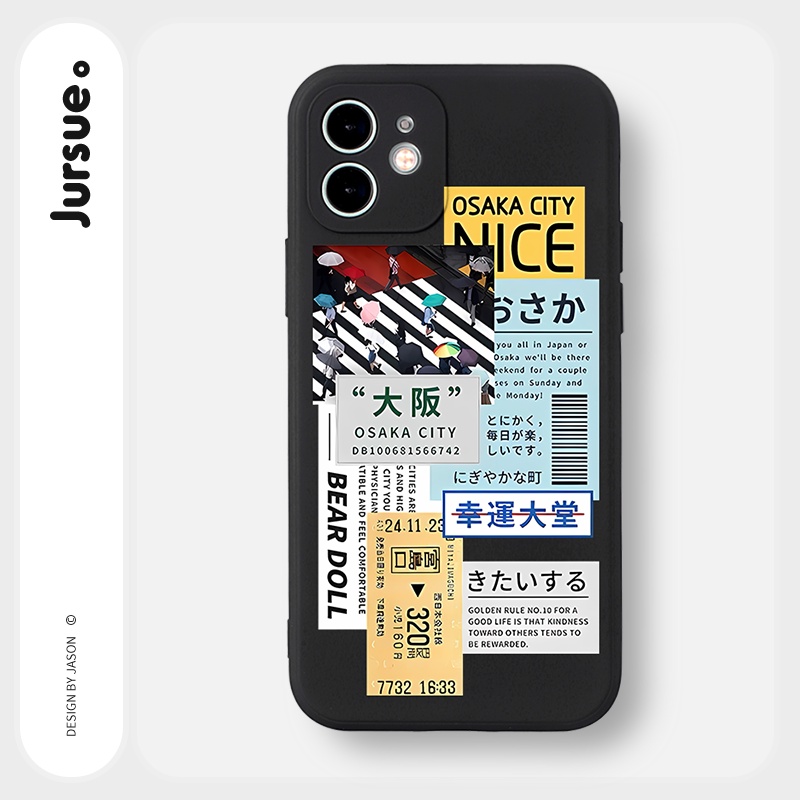 Ốp lưng JURSUE mềm chống sốc hình độc lạ ngầu nam đen Cho iPhone 14 13 12 11 Pro Max SE 2020 X XR XS 8 7 ip 6S 6 Plus Y2458