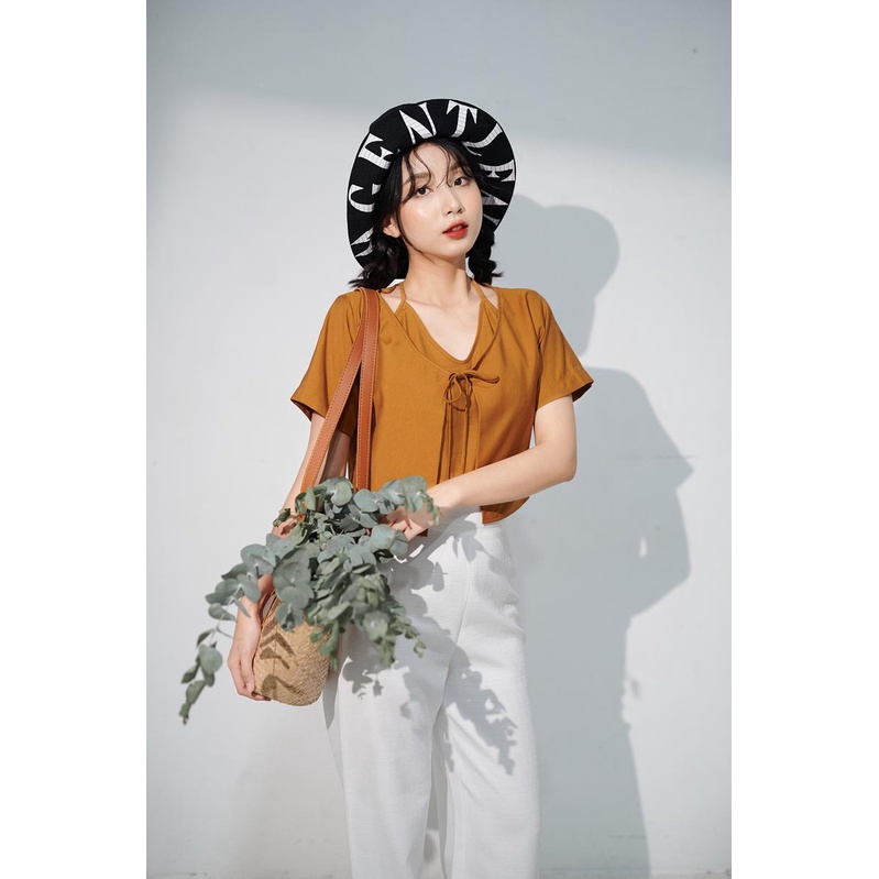 Quần dài tây 2 lớp dây kéo 1 bên hông ống suông thời trang GAGO màu trắng GO4154