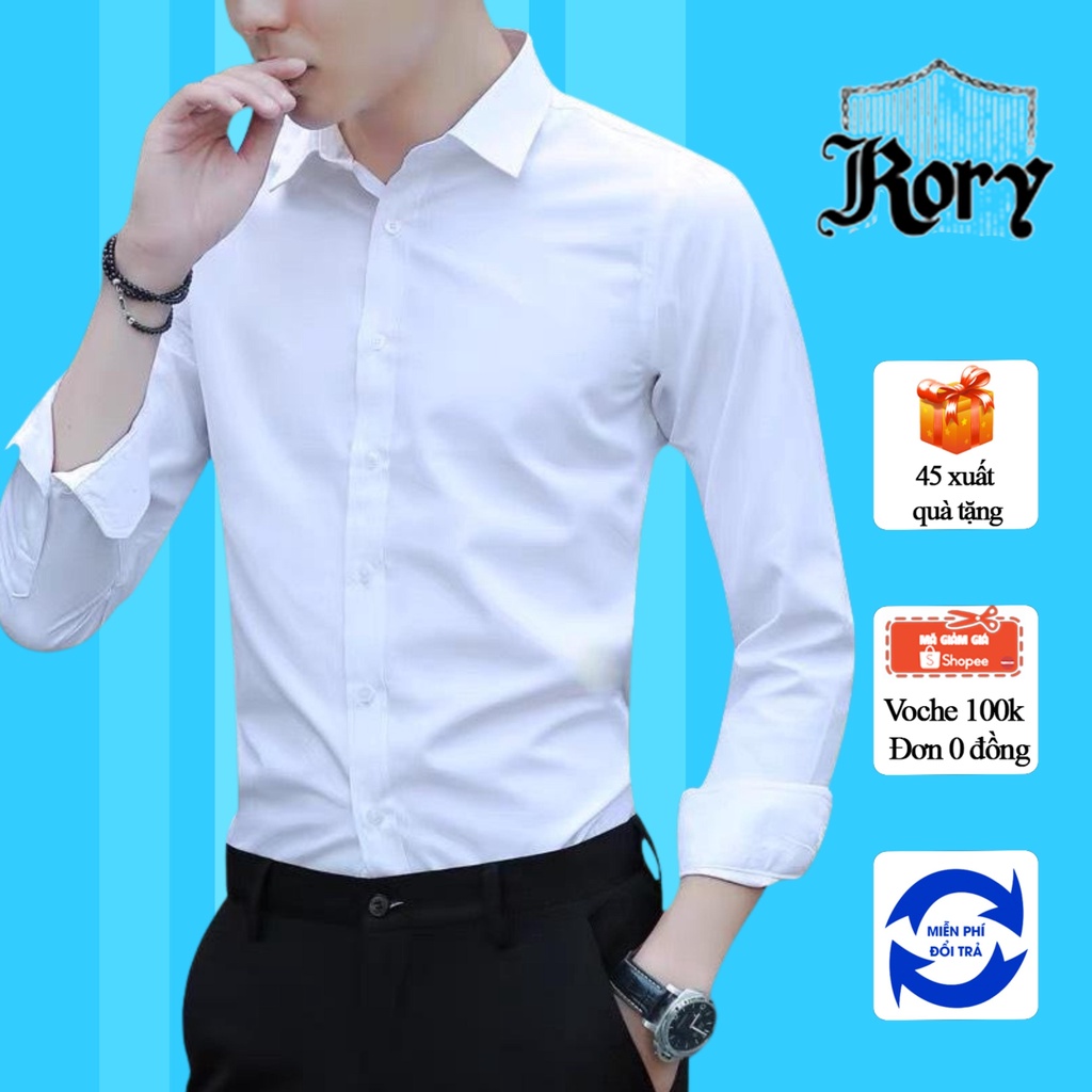Áo sơ mi nam công sở dài tay chất vải lụa thái chống nhăn chống xù cao cấp