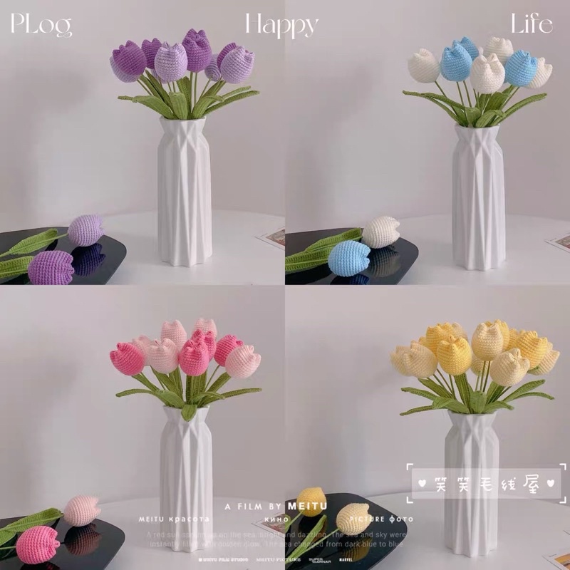 Hoa len tulip 1 bông lẻ xinh xắn