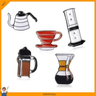 Cute Coffee Kettle Cup Enamel Brooch Pin Shirt Collar Bag Jewelry Gift Decor