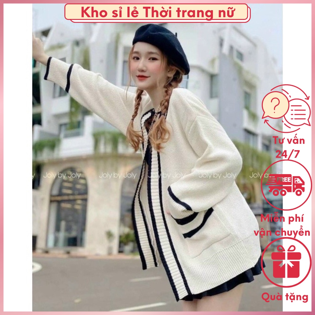 Áo khoác len nữ cardigan form rộng dáng dài hàng Quảng Châu, áo khoác ngoài phong cách Hàn Quốc 666 sẵn
