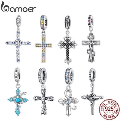 BAMOER Hạt Bạc 925 Hình Đôi Mắt Quỷ Và Thánh Giá Thời Trang BSC313