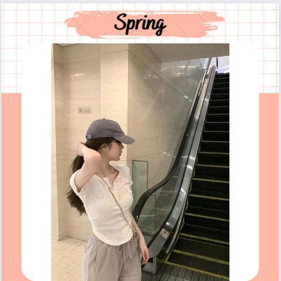 Áo T-shirt nữ cúc thật có Túi xinh iu
