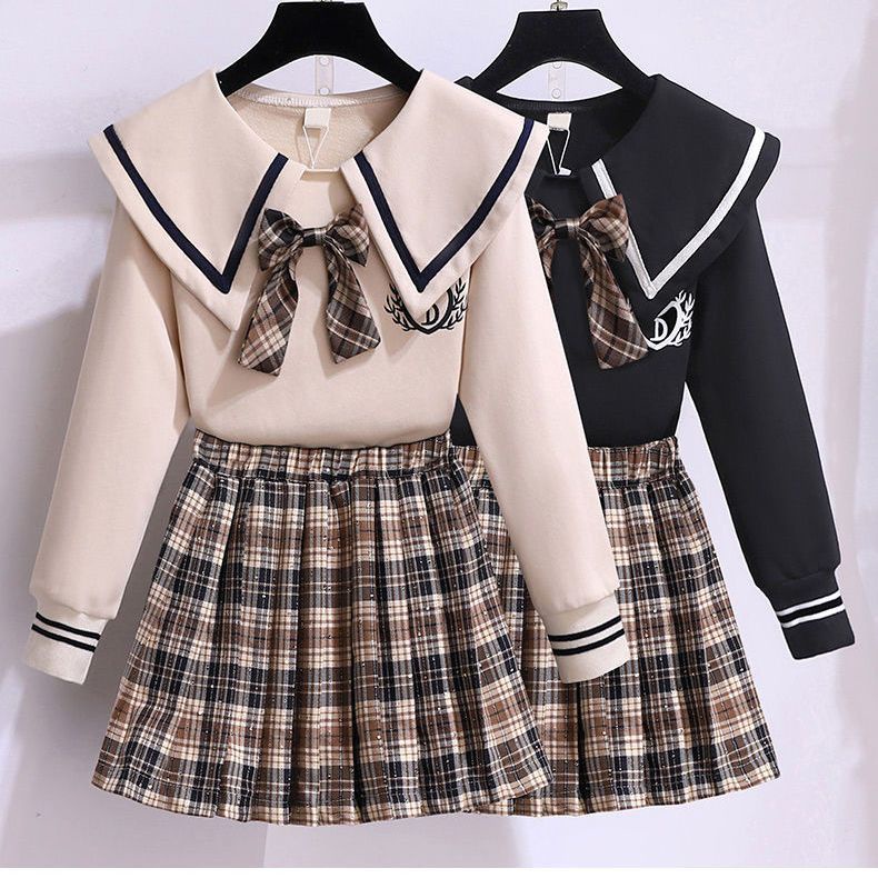 Bộ Áo sweater Kèm Chân Váy Thời Trang Xuân Thu Cho Bé Gái 3-14 Tuổi