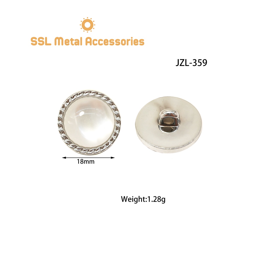 10 Cúc áo nhựa thời trang mới hình tròn đính đá màu bạc dành cho áo vest, sơ mi, áo dạ JZL-359
