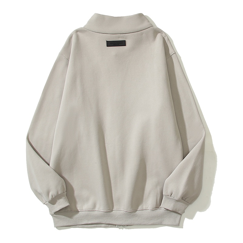 Sương Mù Cần Thiết Áo Khoác sweater Dây Kéo In LOGO Chữ flocking Đường Phố