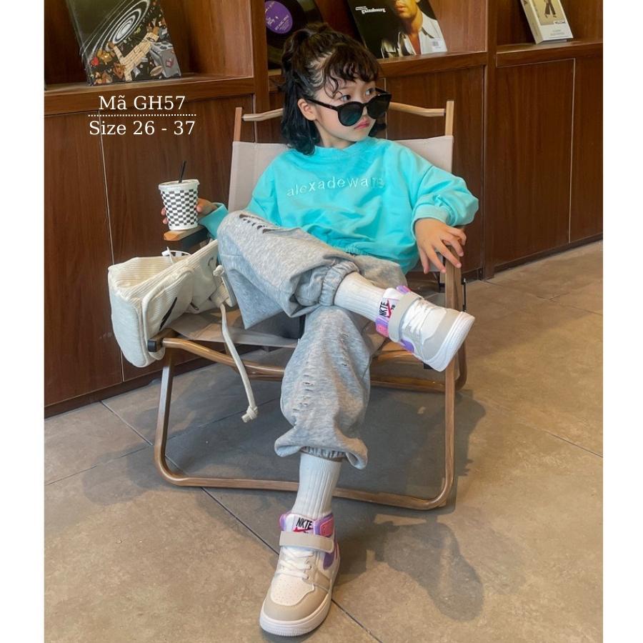 Giày thể thao cổ cao cho bé gái dáng sneark năng động và cá tính màu tím hồng thời trang 3 - 12 tuổi GH57