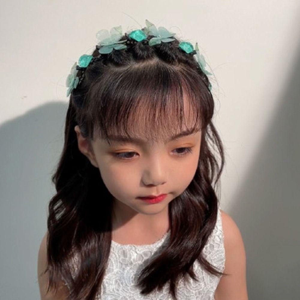 ANEMONE Băng Đô Bện Hoa Chống Trượt Kiểu Hàn Quốc Dễ Thương Cho Bé