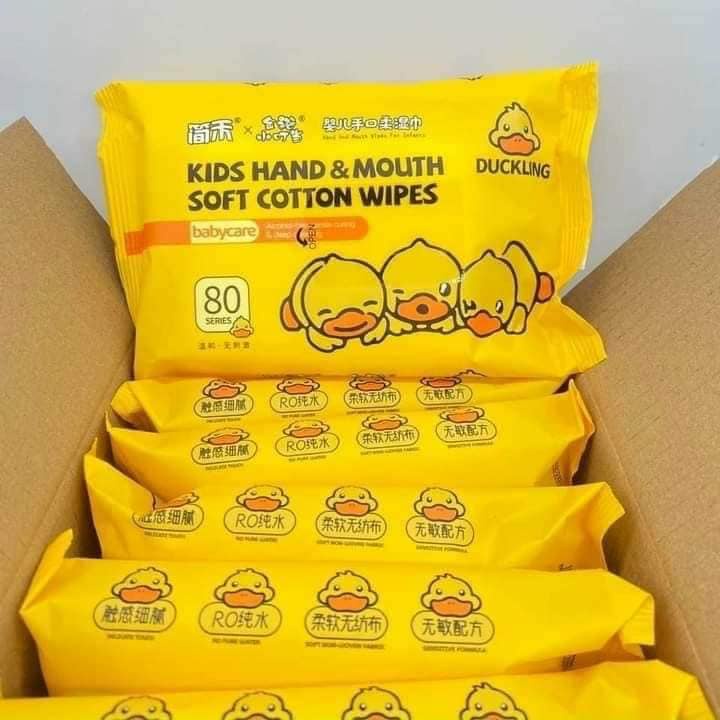 (Hỏa Tốc HCM) Khăn Giấy , Giấy Ướt Con Vịt Vàng Ong Vàng Kèm Thùng Mini Lau mặt dùng cho bé hoặc tẩy trang lau giày