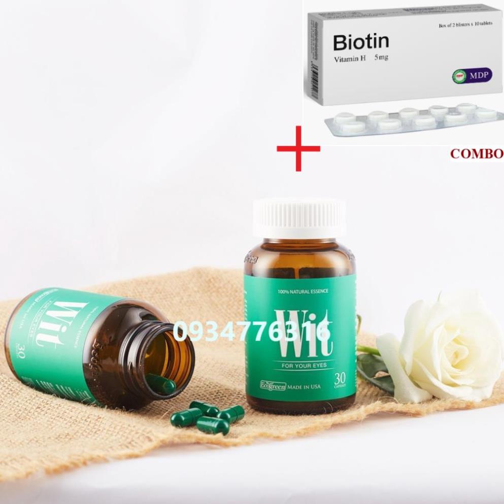 Combo Biotin 5mg+ Viên uống WIT bổ mắt (30 viên)
