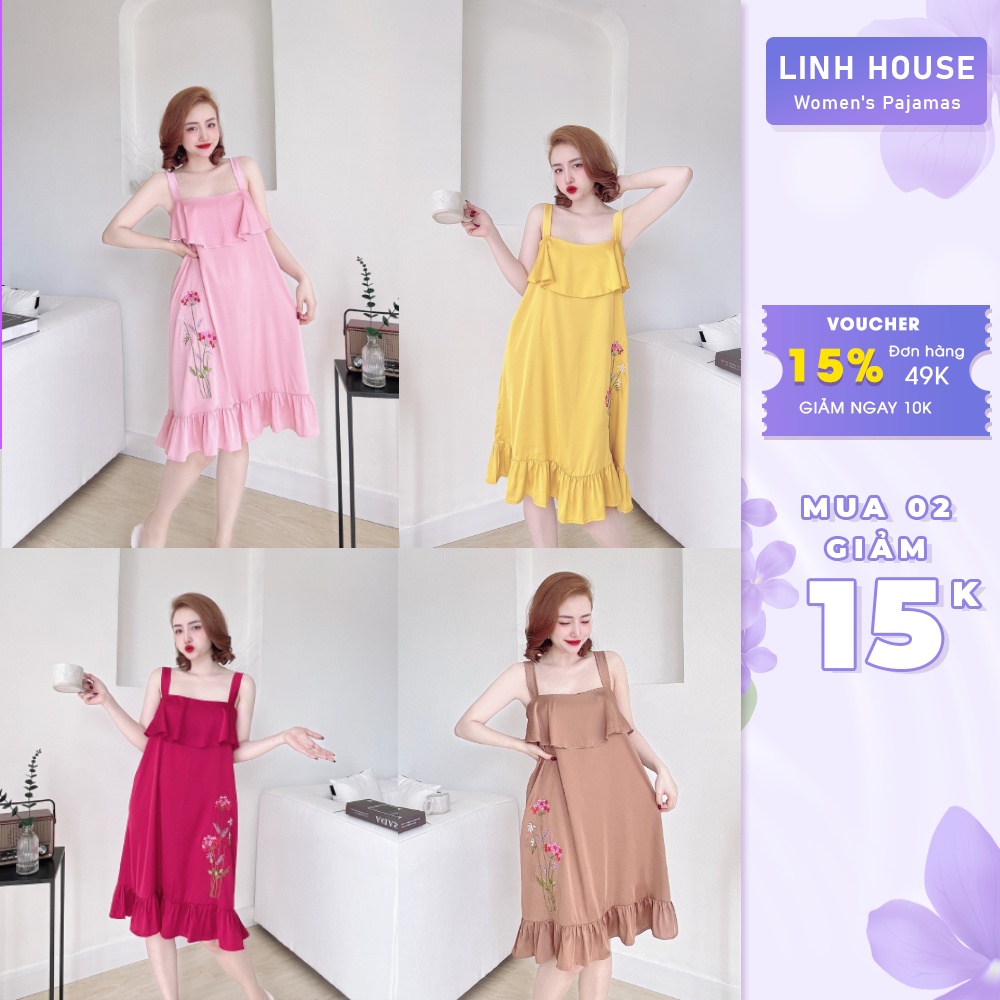 Đầm ngủ nữ cao cấp, váy ngủ pijama chất lụa latin mềm mịn không xù nhăn bai nhão s281 - Đồ ngủ cao cấp Vy Linh