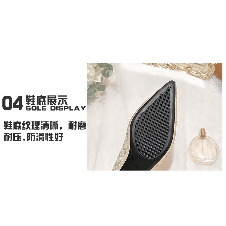 Giày Cao Gót Mũi Nhọn Đính Đá Sang Trọng Cho Cô Dâu