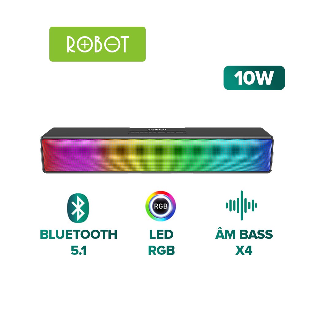 Loa Thanh Bluetooth Soundbar ROBOT RB580 10W Ultra Bass - Hiệu Ứng RGB Hỗ Trợ Kết Nối AUX-Type-C, Thẻ Nhớ