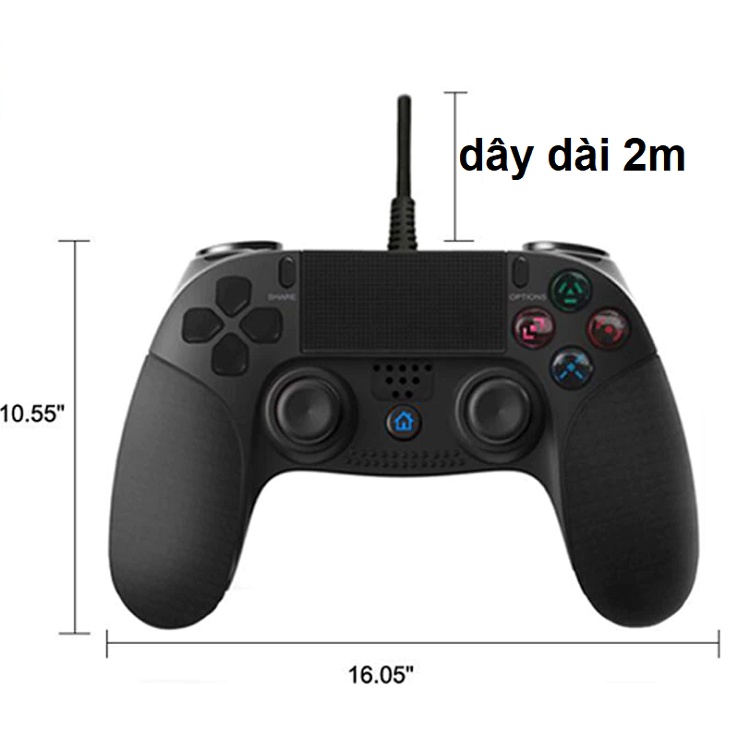 Tay Chơi Game, FO4 Có Dây Kết Nối Dễ Dàng, Gamepad Double Sock, Dual Rung, Chất Liệu Nhựa ABS Cao Cấp - Cảm Biến 6 Trục