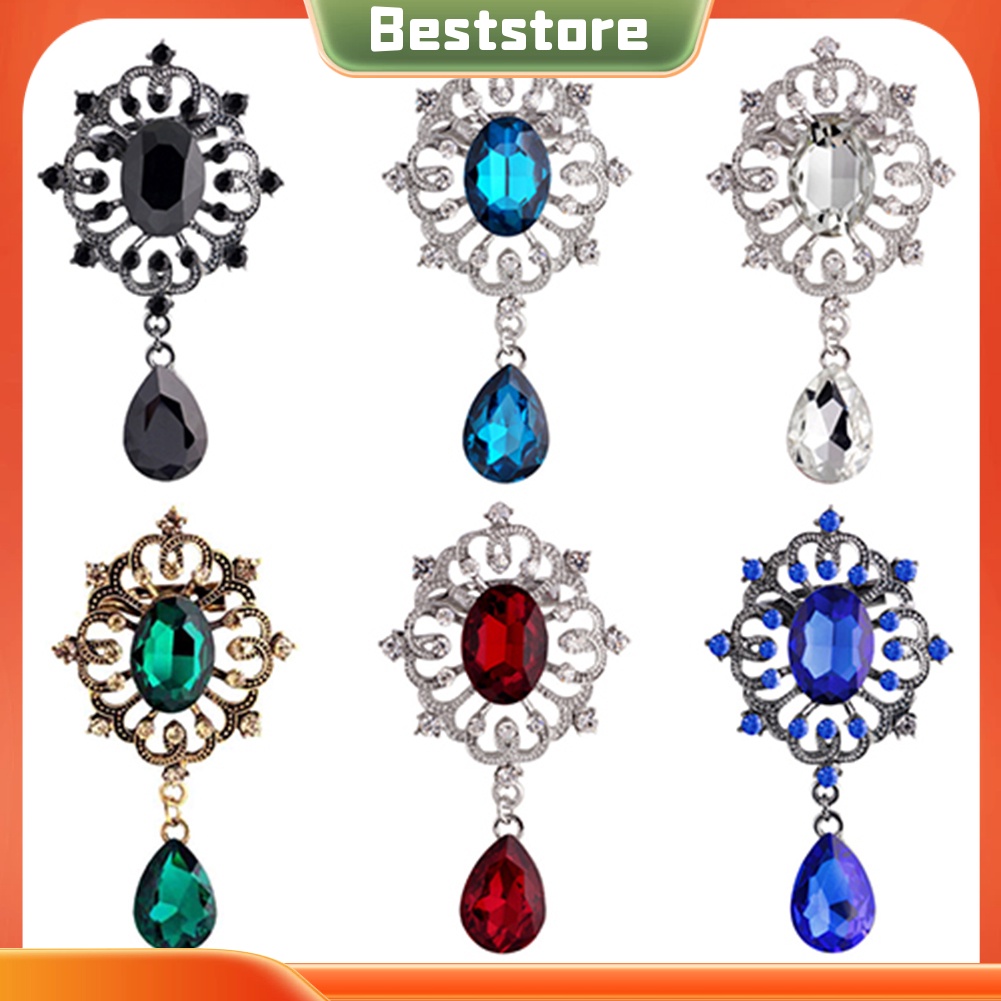 Ghim cài áo hình tròn đính đá sang trọng