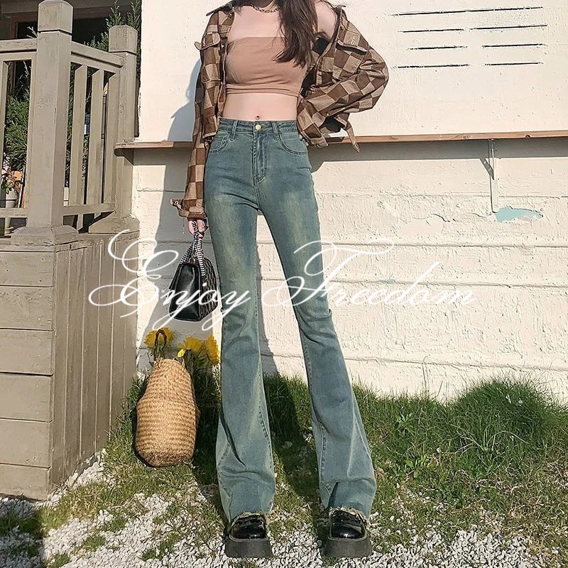 Enjoy Freedom Quần Jean Nữ Mỏng Phong Cách Retro Hàn Quốc Mới