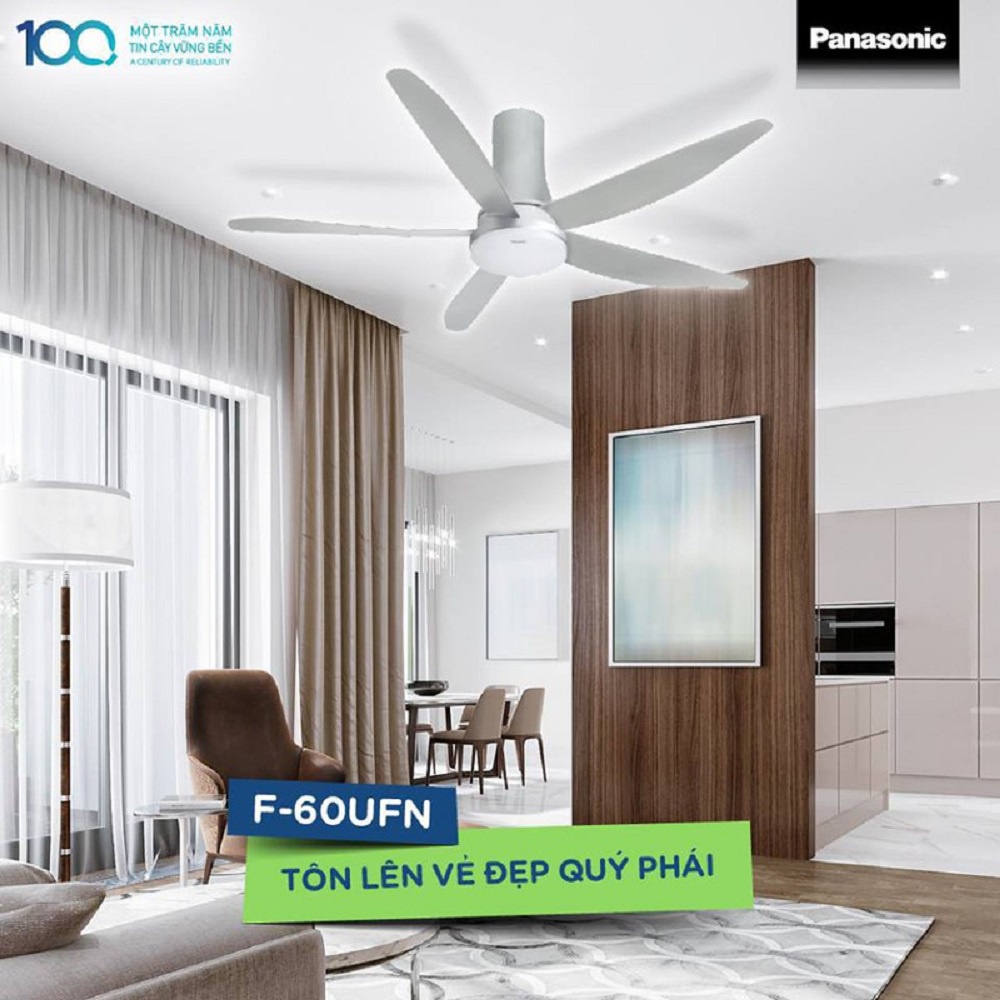 Quạt trần Panasonic F-M15GW | 5 cánh, có đèn trang trí, Quạt Trần Chính Hãng Panasonic nhập khẩu Malaysia