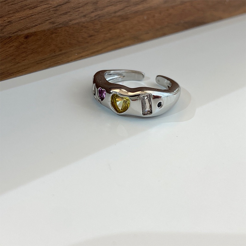 Nhẫn Hở Dát Đá Nhiều Màu Sắc Phong Cách Hàn Quốc Thời Trang Mới