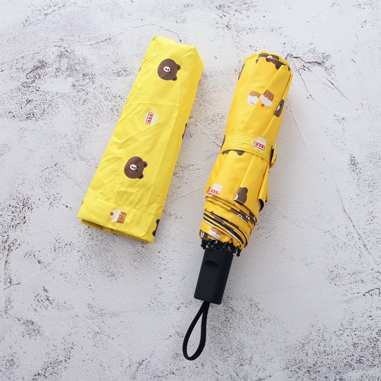 Ô Dù Gấp Gọn Hình Gấu Brown Vải 3 Lớp  hàng chuẩn