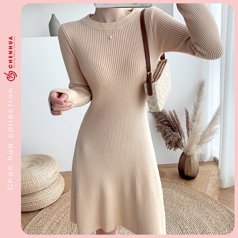 Váy len nữ ChenHua đầm len ngắn QC đẹp VT26